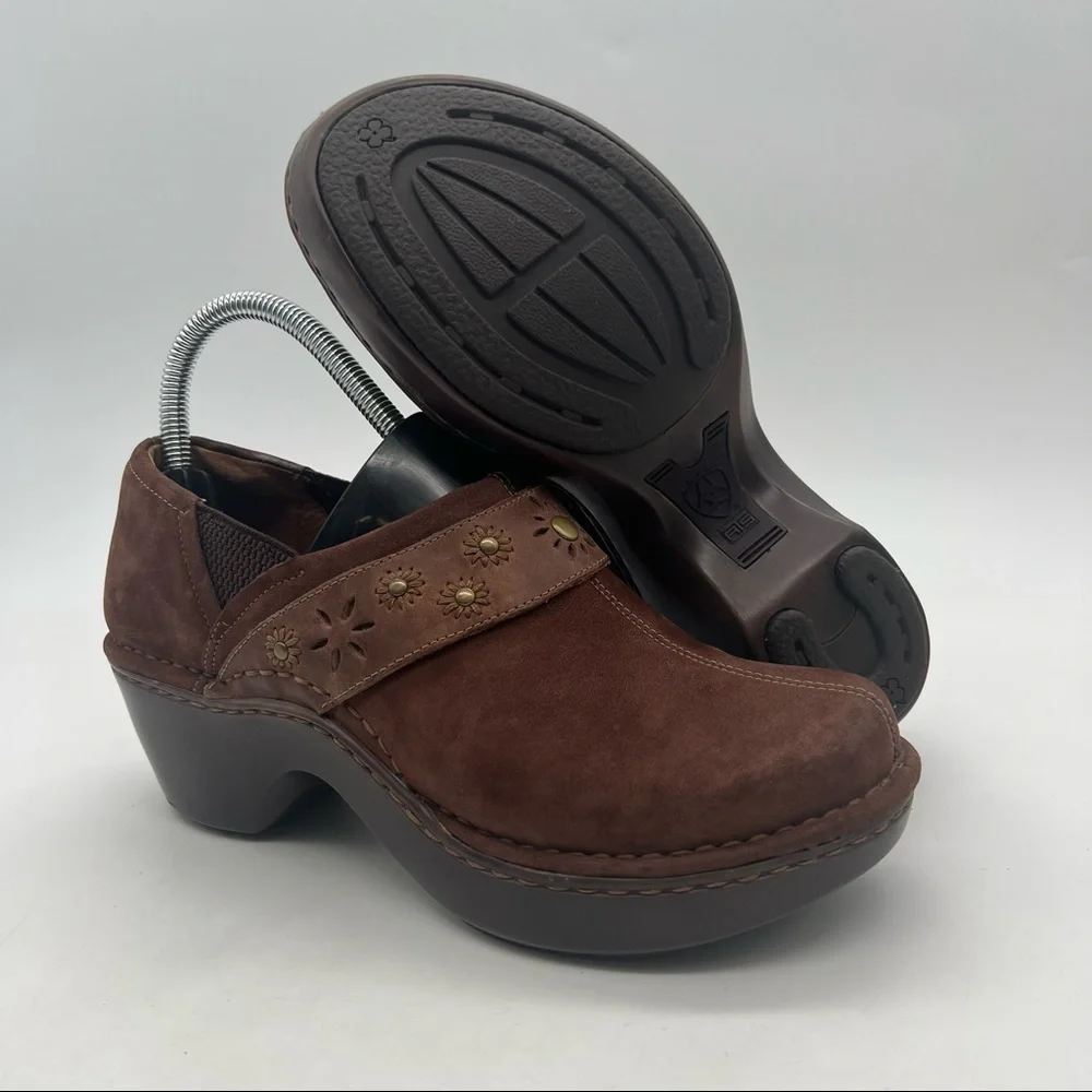 Ariat Clogs Women 7 Westlake Stitched Flower Leather Slip On Shoes Style 15107.
